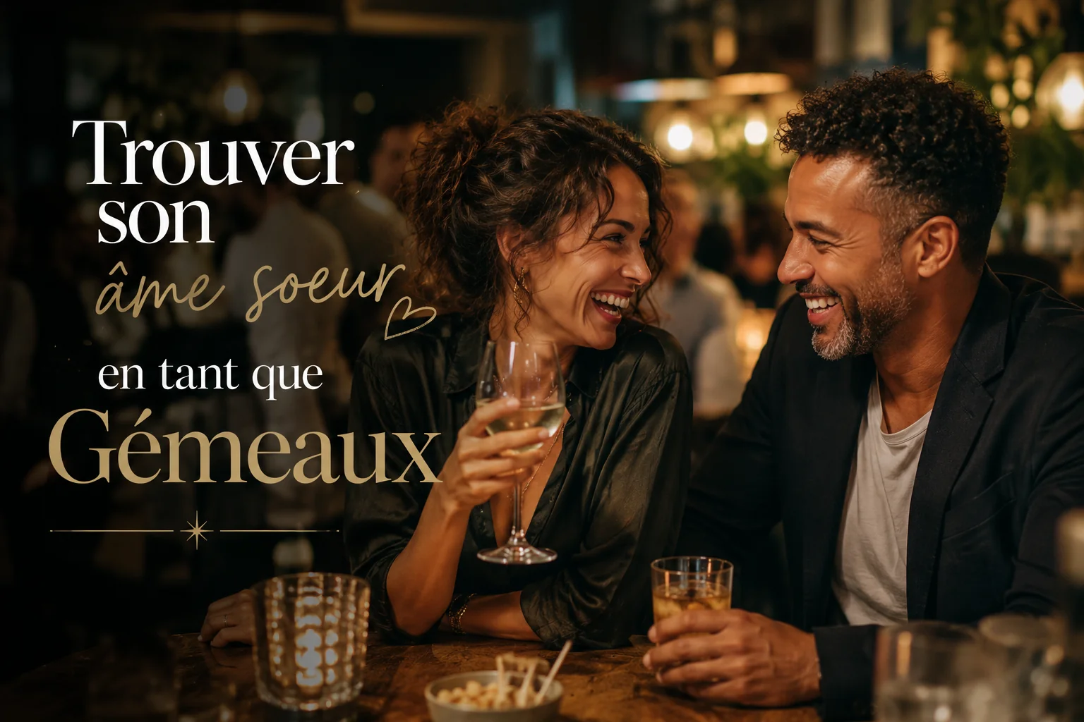 Deux thèmes astraux superposés symbolisant la compatibilité amoureuse des Gémeaux