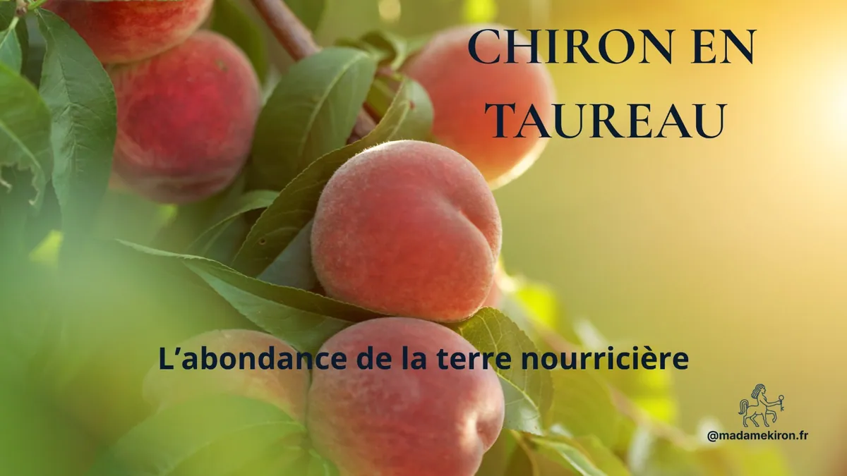 Symbole de Chiron entrant dans le signe du Taureau, évoquant la rencontre entre la blessure ancienne et l'élément Terre qui demande à être habité avec confiance