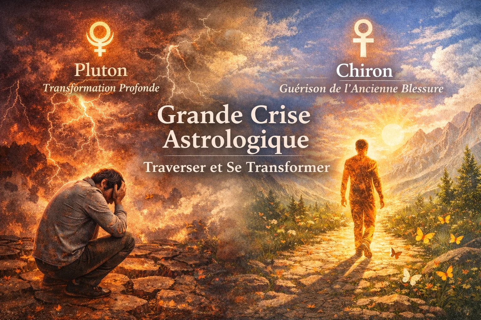 Symboles de Pluton et Chiron, transformation et guérison en astrologie